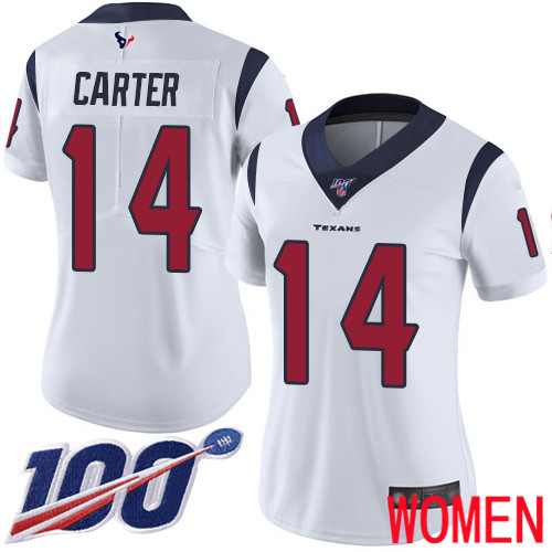 Houston Texans Limited White Women DeAndre Carter Road Jersey NFL Football 14 100th Season Vapor Untouchable